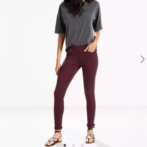 Levi's Denzin High Rise Burgundy Skinny Legging Jeans